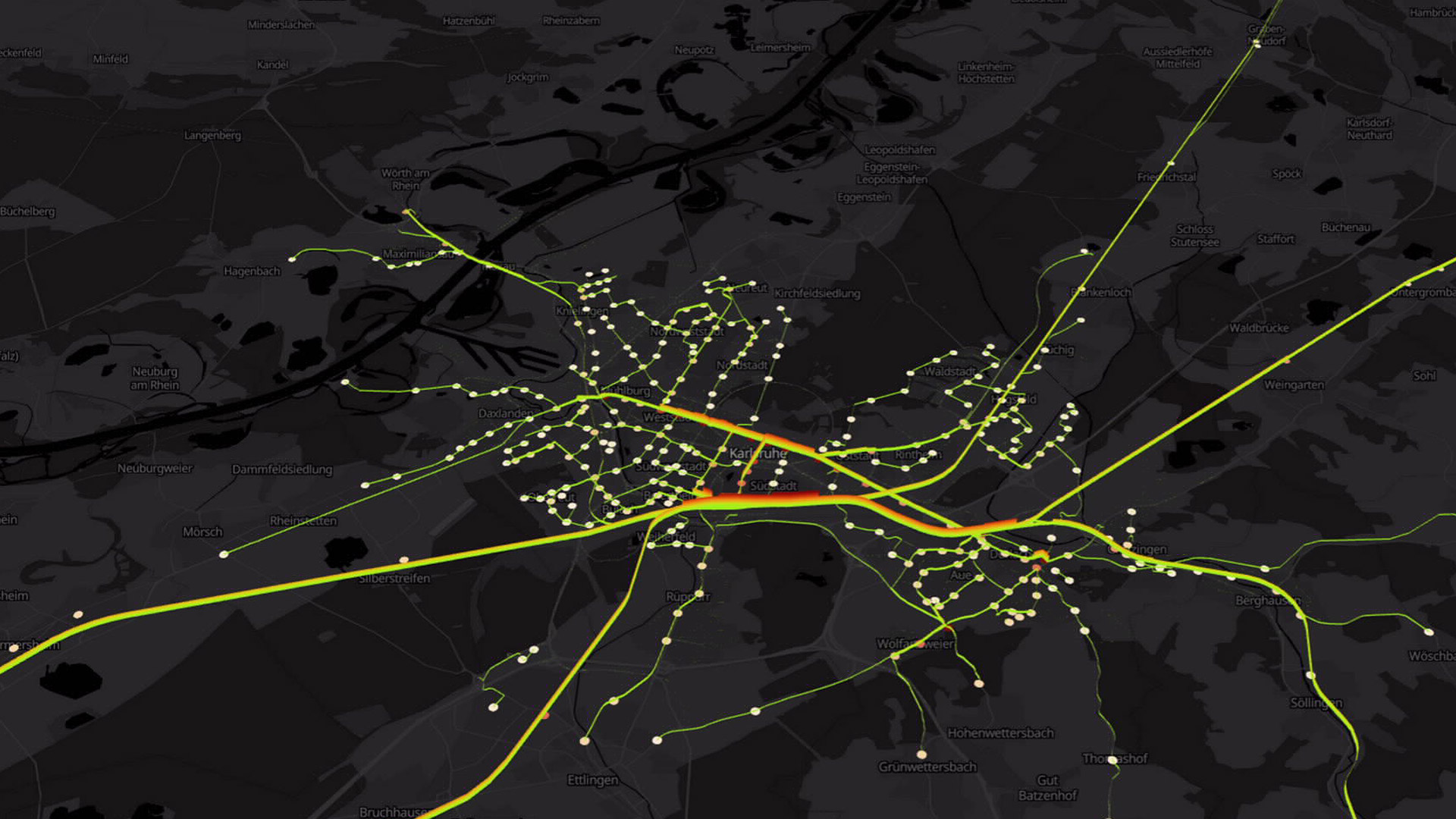 Graphical representation of traffic routing in a city